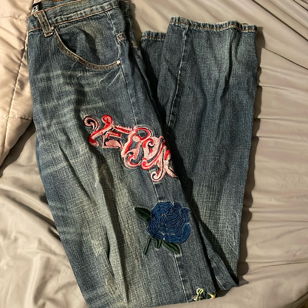 Vintage Versace couture patch jeans